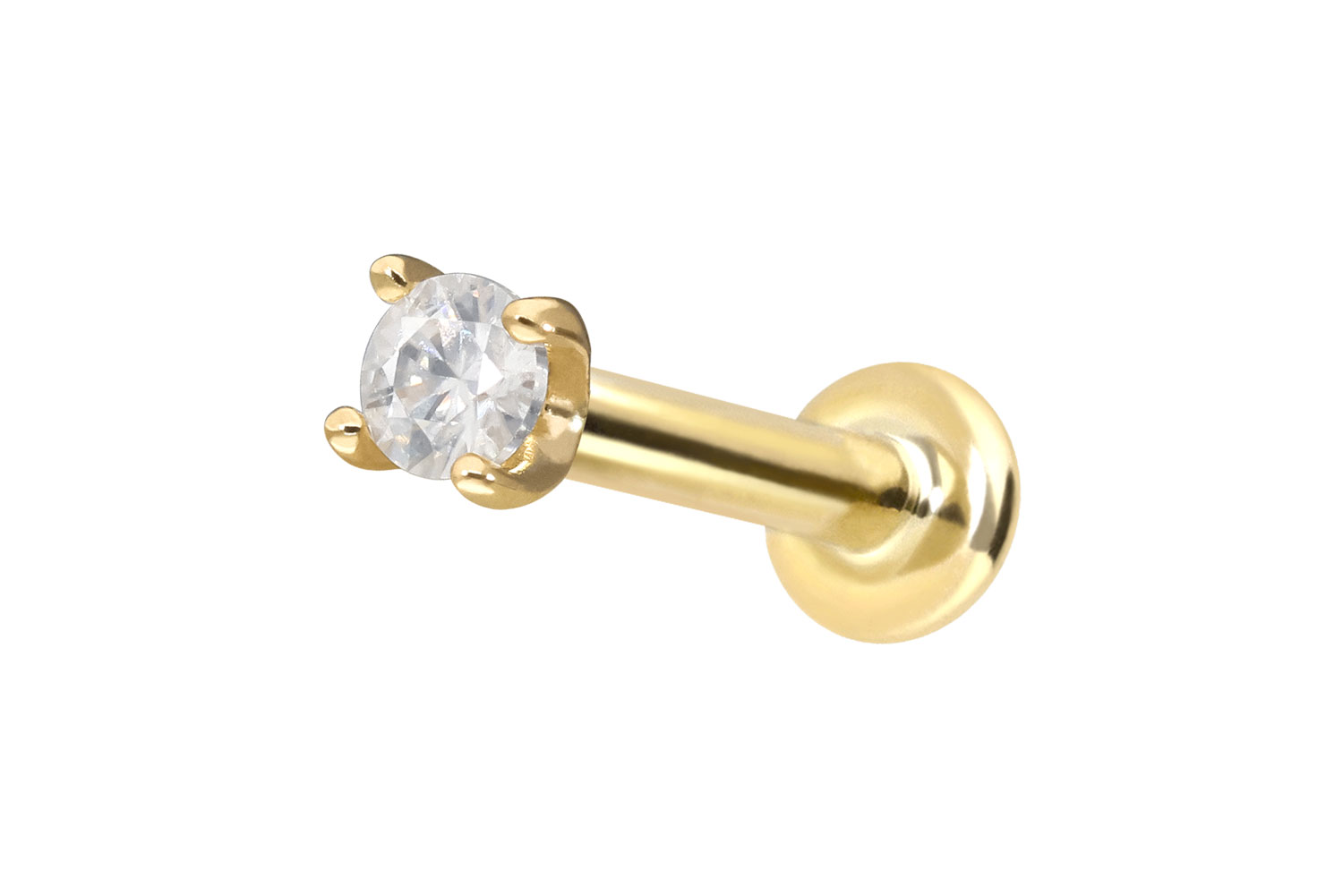 14 Karat Gold Labret Piercing mit Push Fit MOISSANIT